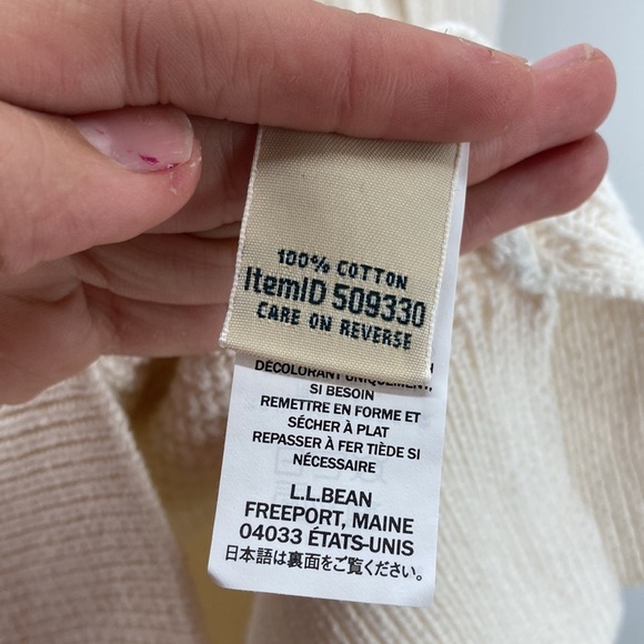 LL Bean ribbed 100% cotton side slit pullover cream colored sweater minimalist - Picture 4 of 7